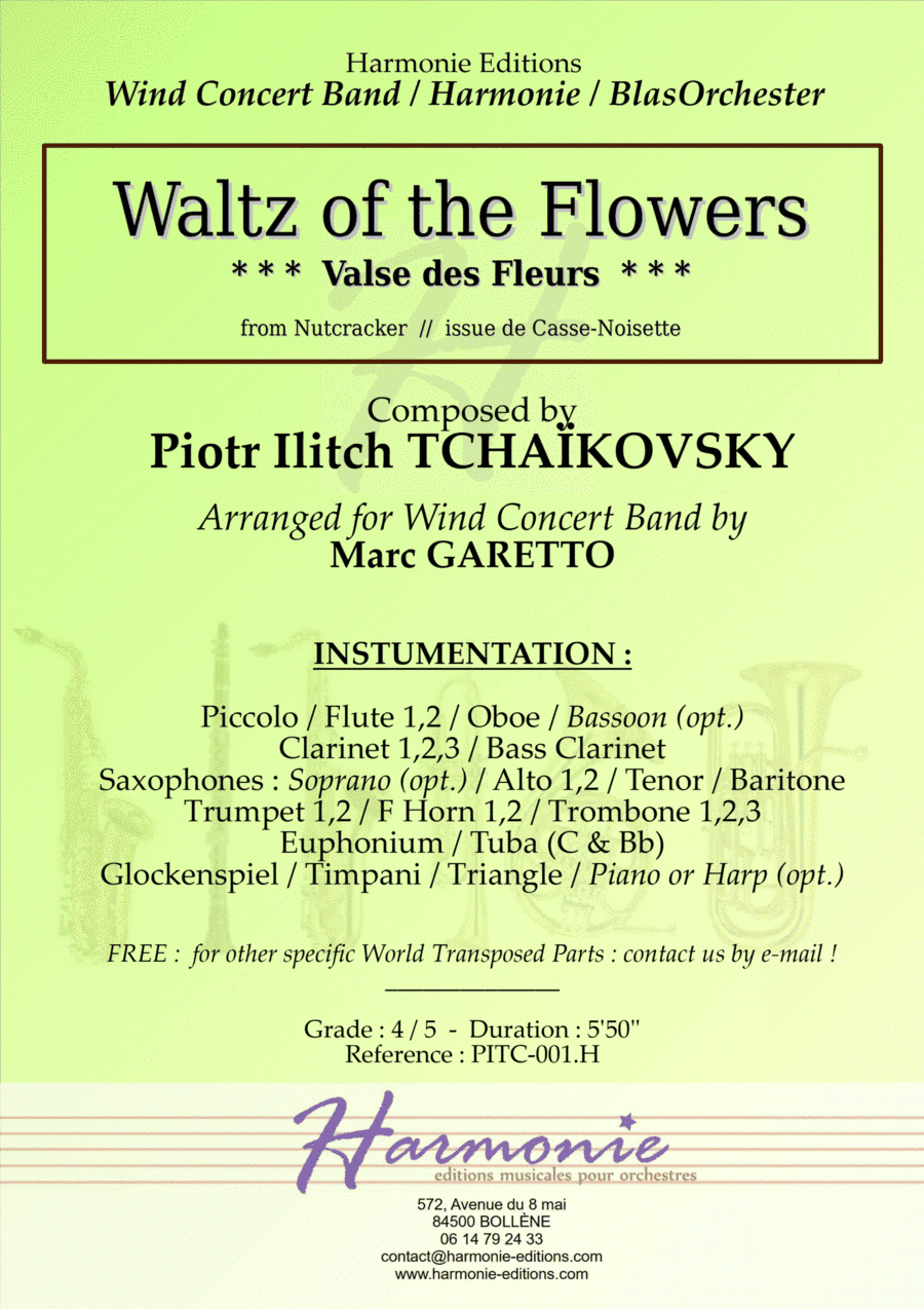 Waltz of the Flowers for CONCERT BAND - from Nutcracker - TCHAIKOVSKY (arr. Marc GARETTO)