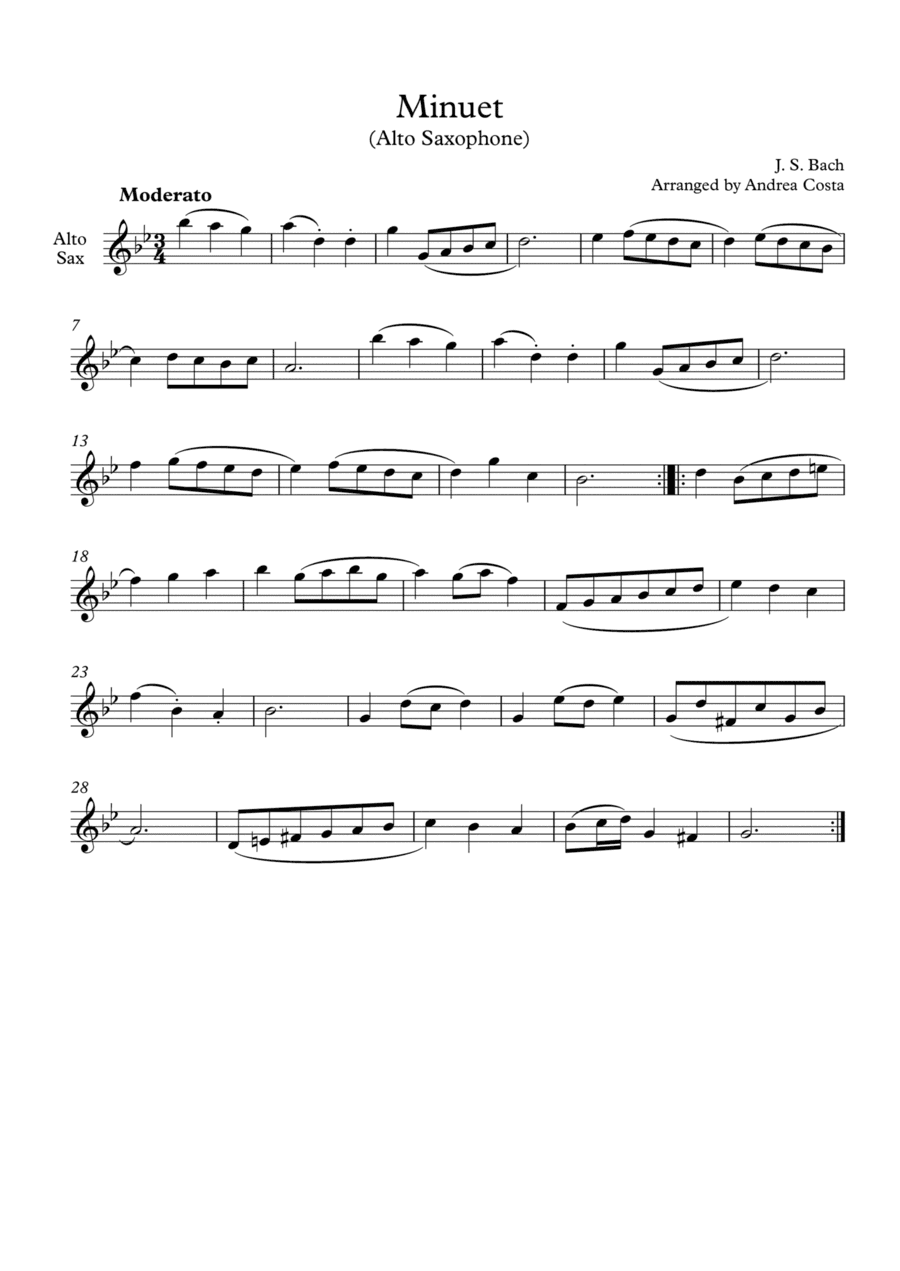 Minuet in G Minor (arr. Andrea Costa)