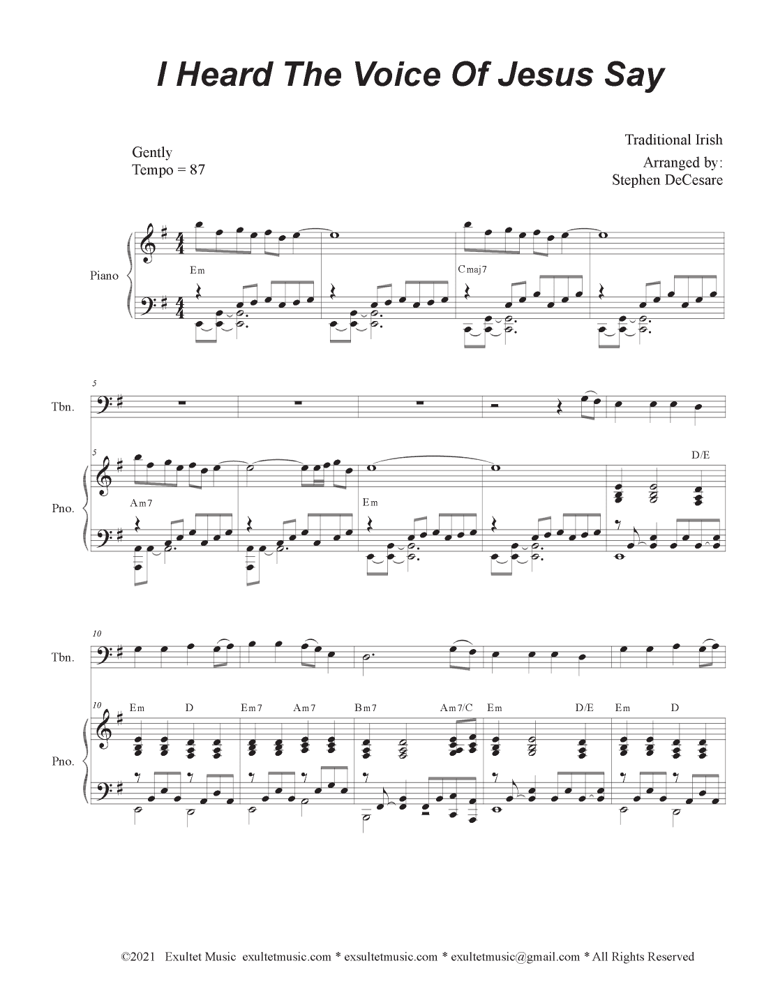 I Heard The Voice Of Jesus Say (Trombone solo and Piano) (arr. Stephen DeCesare)