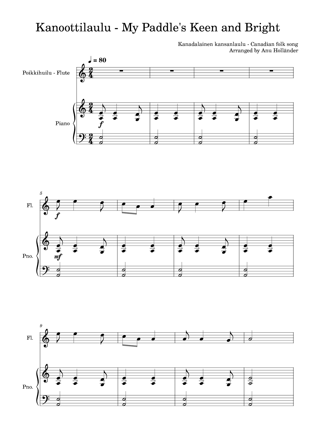 Soittosalkku: Kanoottilaulu - My Paddle's Keen and Bright (arr. Anu Holländer)