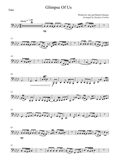 Glimpse Of Us (arr. Zachary Corbett)