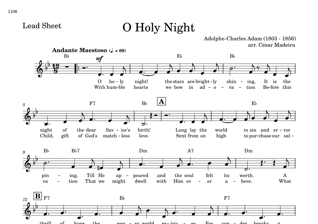 O Holy Night - Lead Sheet - Bb Major (arr. César Madeira)