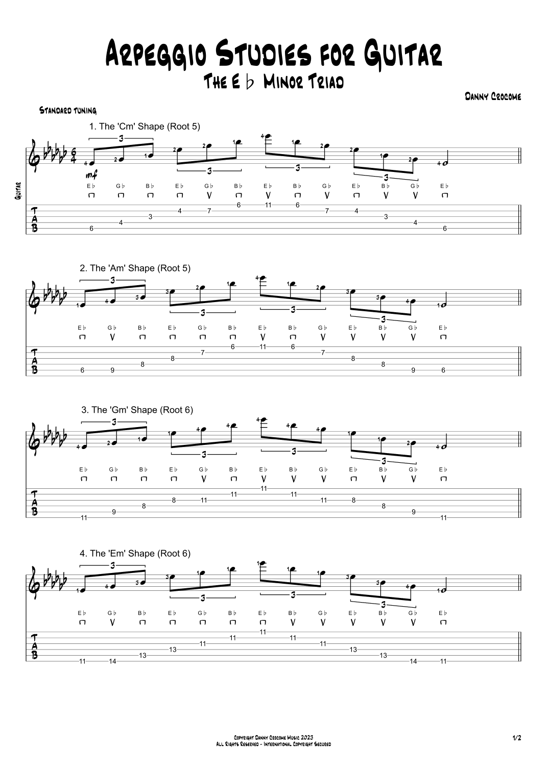 Arpeggio Studies for Guitar - The Eb Minor Triad