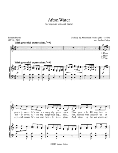 Afton Water (for soprano solo and piano) (arr. Jordan Grigg)