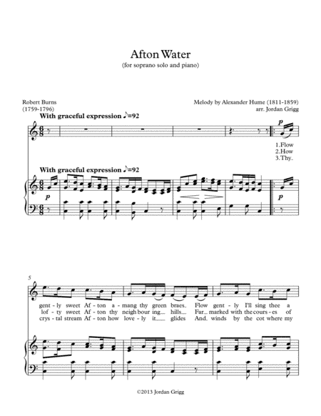 Afton Water (for soprano solo and piano) (arr. Jordan Grigg)