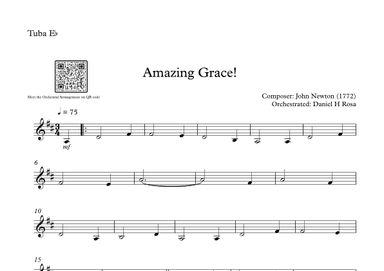 Amazing Grace How Sweet the sound - Easy E flat Tuba (arr. Daniel H Rosa)