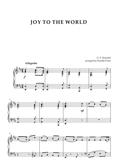 Joy To The World - Piano Score (arr. Danillo Porto)
