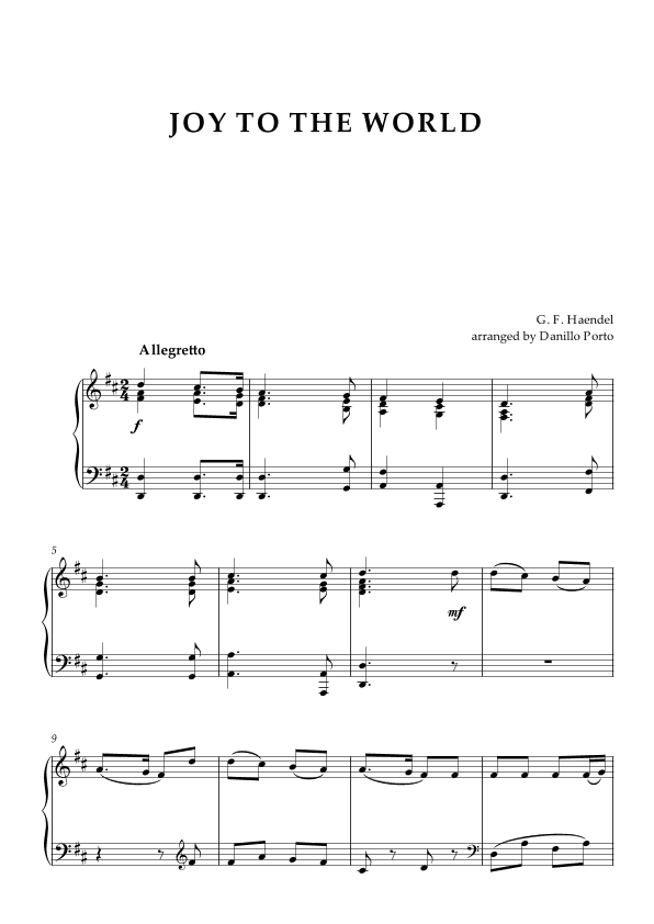 Joy To The World - Piano Score (arr. Danillo Porto)