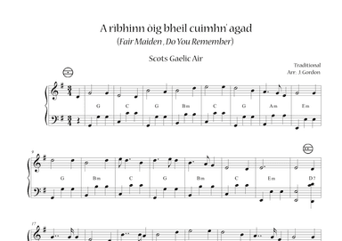 A rìbhinn òig bheil cuimhn' agad  (Fair Maiden, Do You Remember) (arr. Julia Gordon)