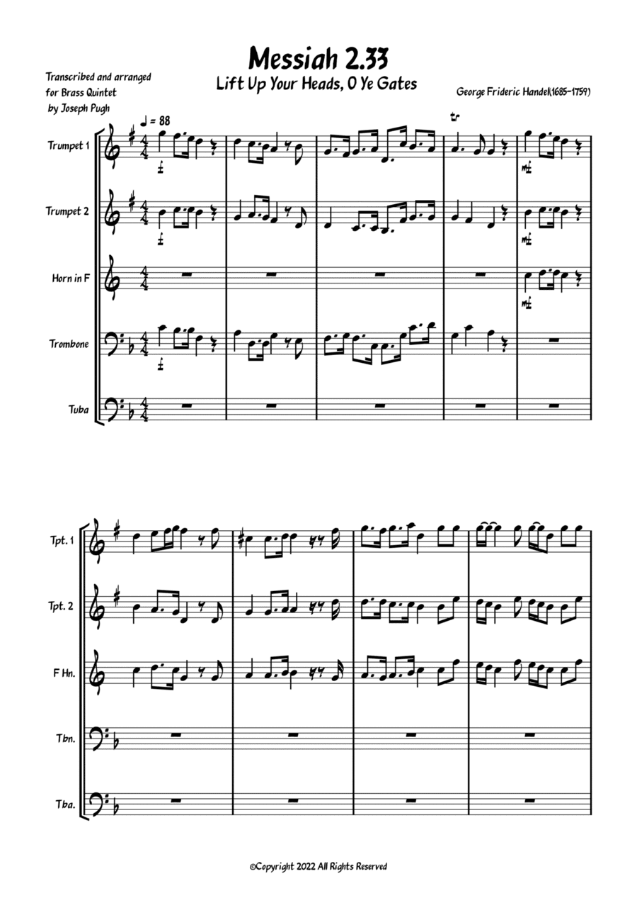 Messiah 2.33(Lift Up Your Heads, O Ye Gates) (arr. Joseph Pugh)