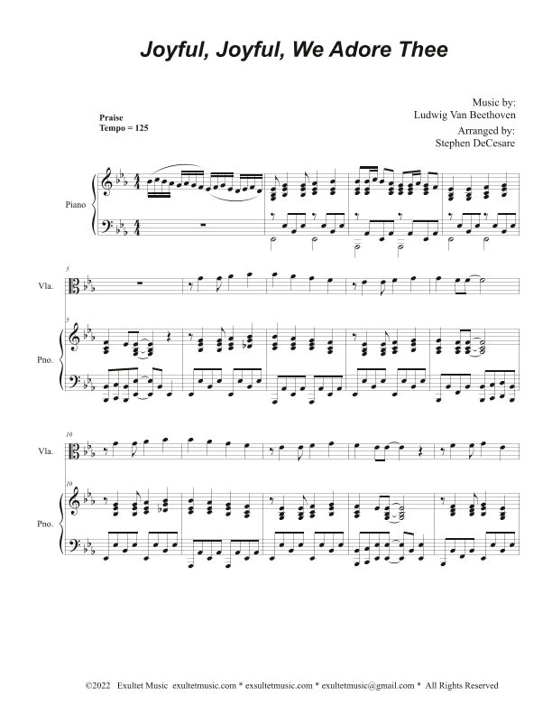 Joyful, Joyful, We Adore Thee (Viola solo and Piano) (arr. Stephen DeCesare)