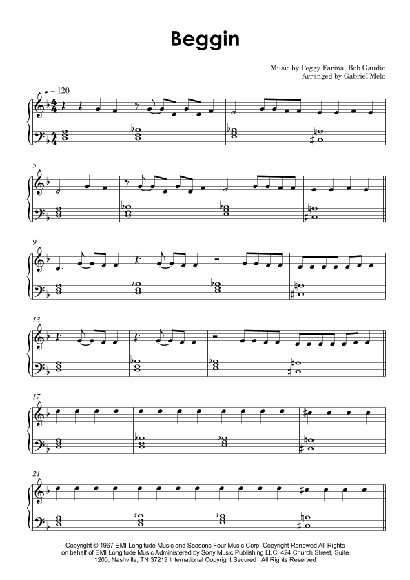Beggin' (arr. Gabriel Melo)