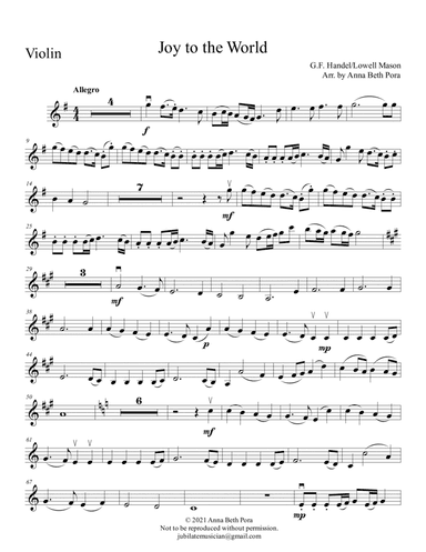 Joy to the World (arr. Anna Beth Pora)