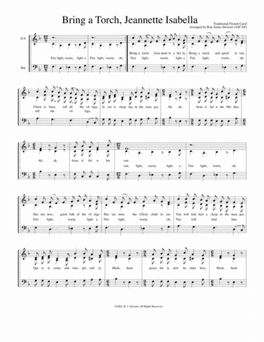 Bring a Torch, Jeannette Isabella (arr. Roy James Stewart)