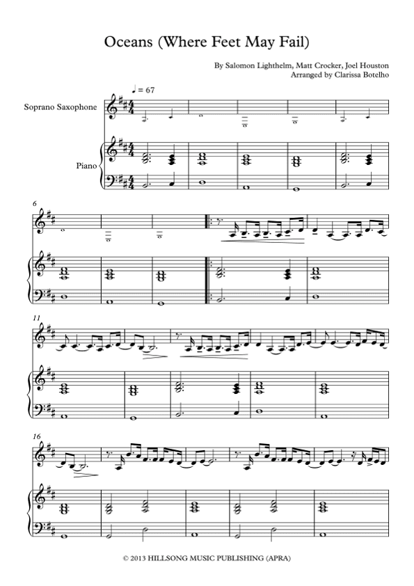 Oceans (where Feet May Fail) (arr. Clarissa Botelho)
