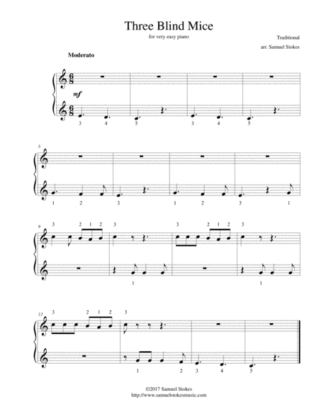 Three Blind Mice - for very easy piano (arr. Samuel Stokes)