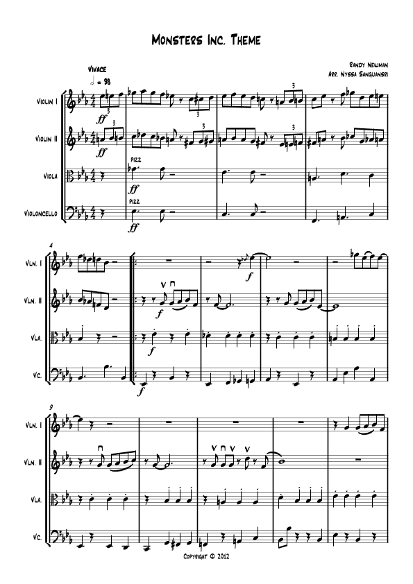 Monsters Inc. (arr. Nyssa Sanguansri)