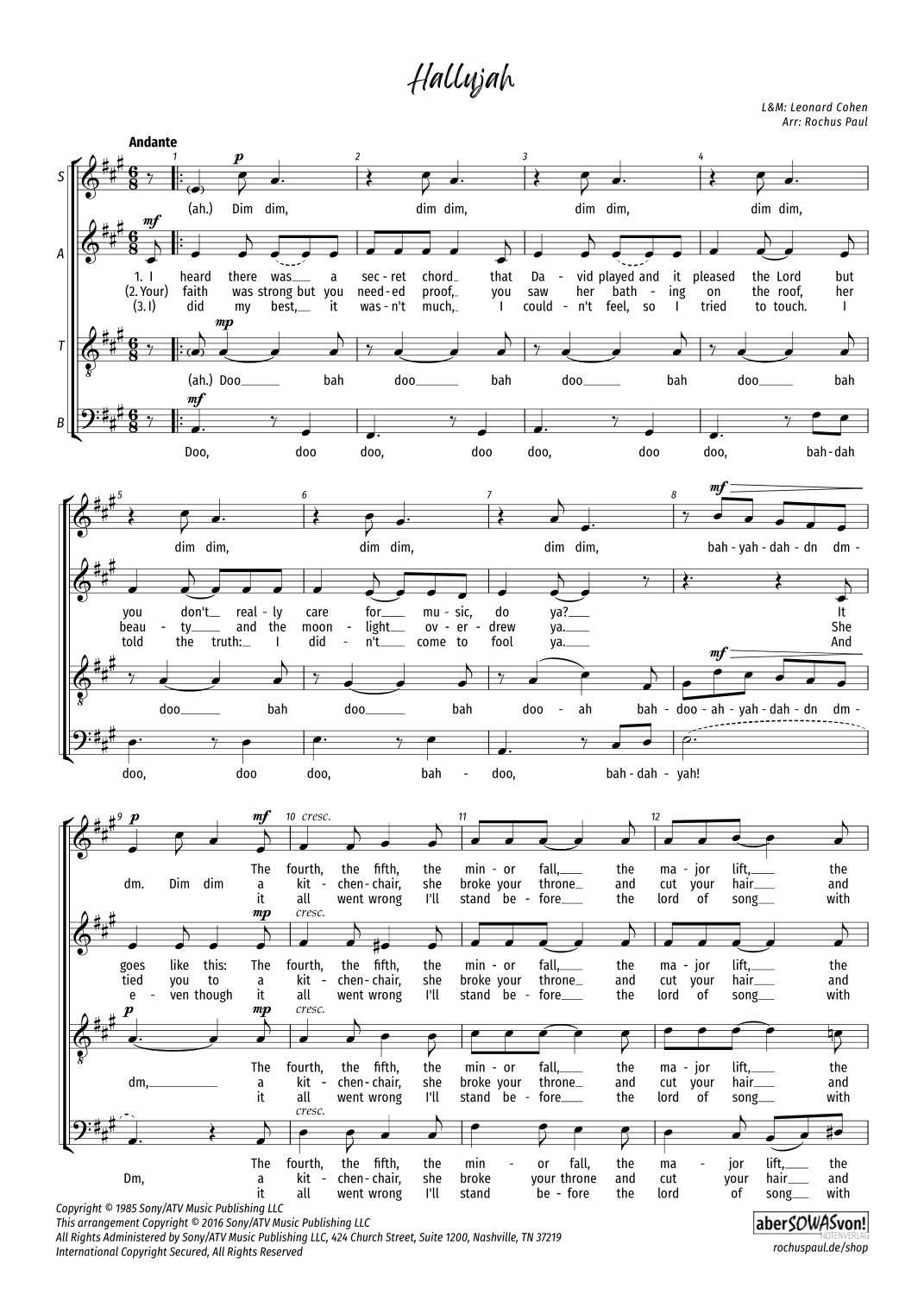 Hallelujah (arr. Rochus Paul)