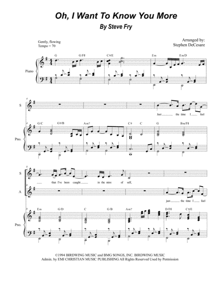 Oh, I Want To Know You More (arr. Stephen DeCesare)