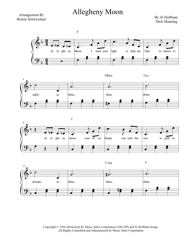 Allegheny Moon (arr. Bernie Schweickart)
