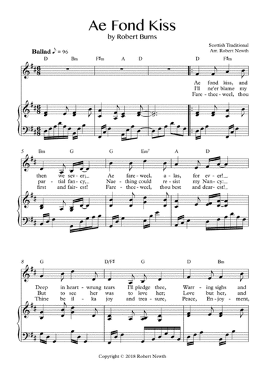 Ae Fond Kiss - Traditional Scottish Song (arr. Robert Newth)