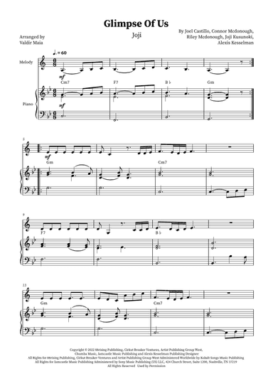 Glimpse Of Us (arr. Valdir Maia)
