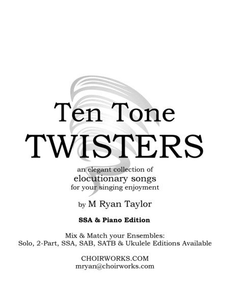 Ten Tone Twisters for SSA Choir & Piano