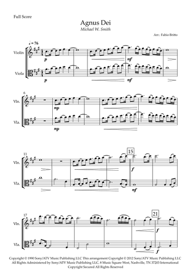 Agnus Dei (arr. Fabio Britto)