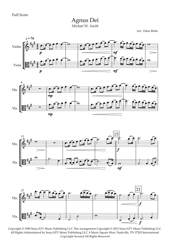 Agnus Dei (arr. Fabio Britto)