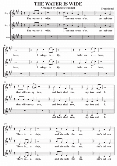 The Water Is Wide A Cappella SSA (arr. Andrew Emmet)