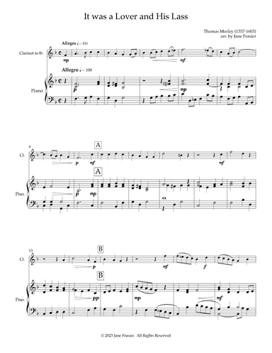It was a Lover and His Lass (arr. Jane Frasier)