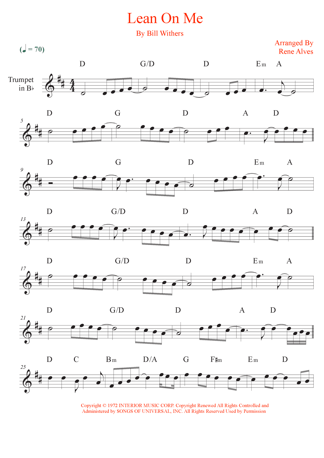 Lean On Me (arr. Rene Alves)