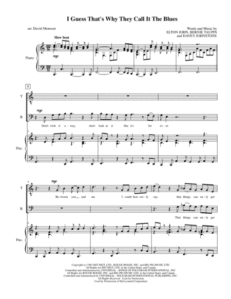 I Guess That's Why They Call It The Blues (arr. David Monseur)