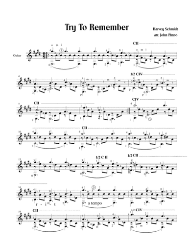 Try To Remember (solo classical guitar) (arr. John Pinno)