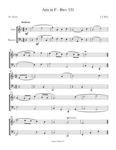 bach bwv anh. 131 gavotte in f major Flute and Bassoon Sheet Music (arr. Arezzo Music)