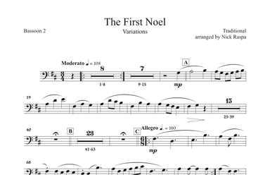 The First Noel (Variations for Full Orchestra) Bassoon 2 part (arr. Nick Raspa)