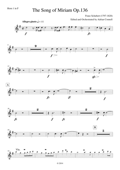 Schubert - The Song of Miriam Op.136 - Horn 1 (arr. Adrian Connell)