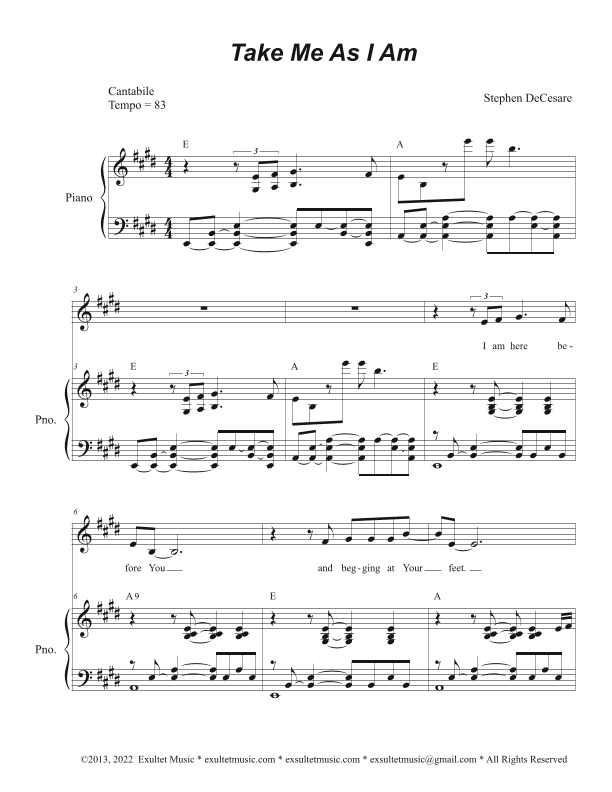 Take Me As I Am (Vocal solo - High Key)