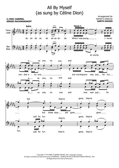 All By Myself (arr. Garth Davies)