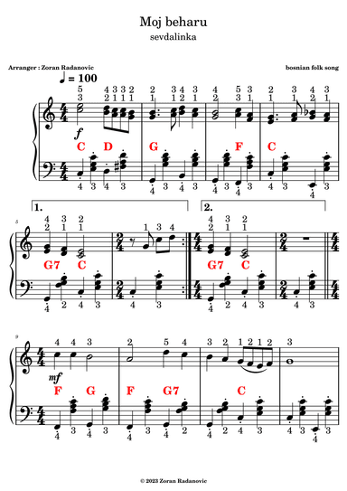 Moj beharu - for accordion (arr. Zoran Radanovic)