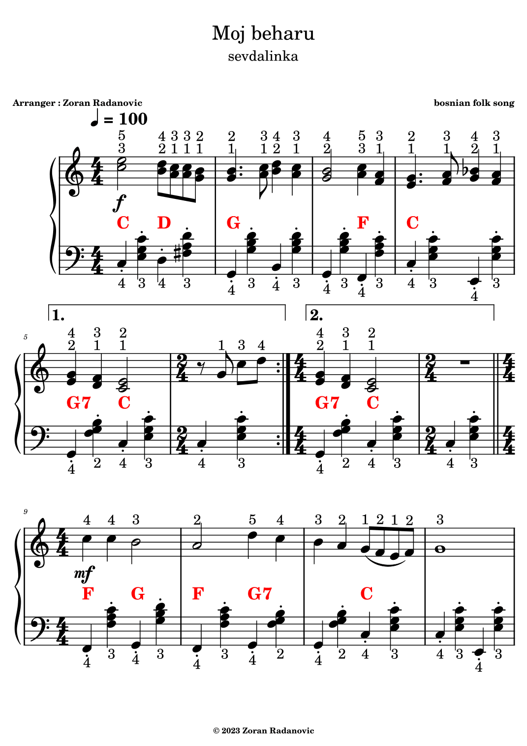 Moj beharu - for accordion (arr. Zoran Radanovic)