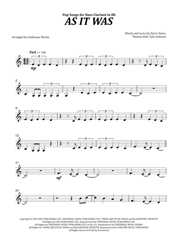 As It Was (arr. Guillaume Martin)