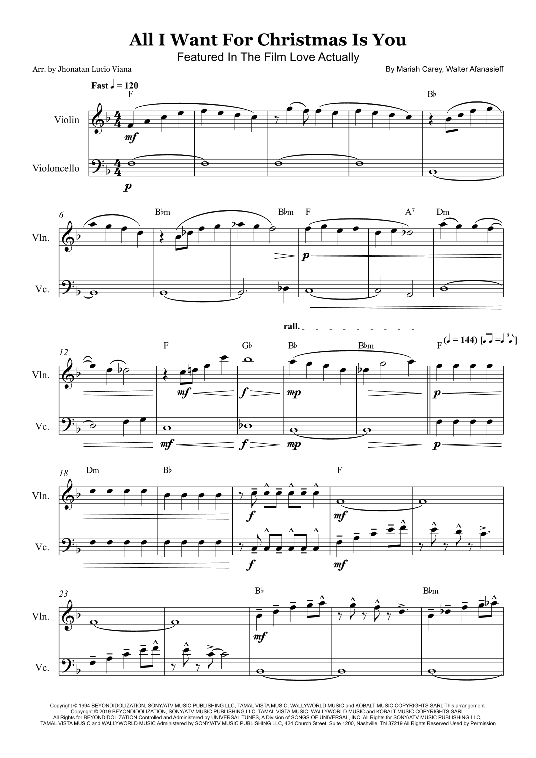 All I Want For Christmas Is You (arr. Jhonatan Lucio Viana)