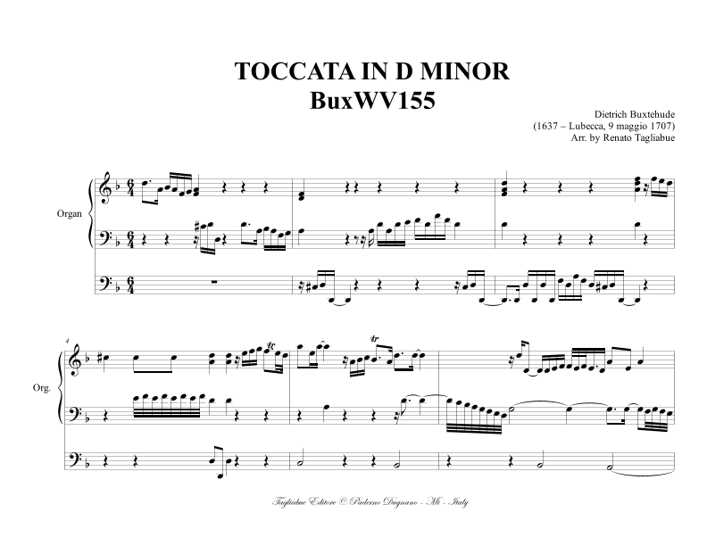 BUXTEHUDE - TOCCATA IN D MINOR - BuxWV155 (arr. Renato Tagliabue)