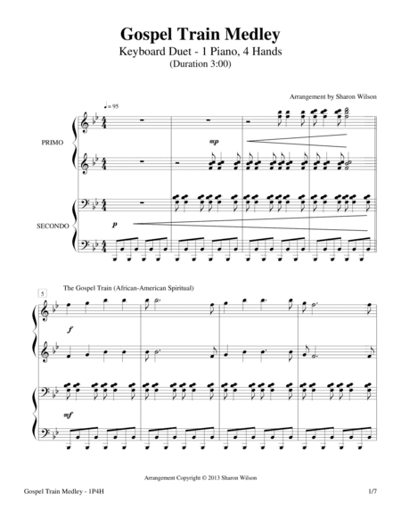 Gospel Train Medley (1 Piano, 4-Hands) (arr. Sharon Wilson)
