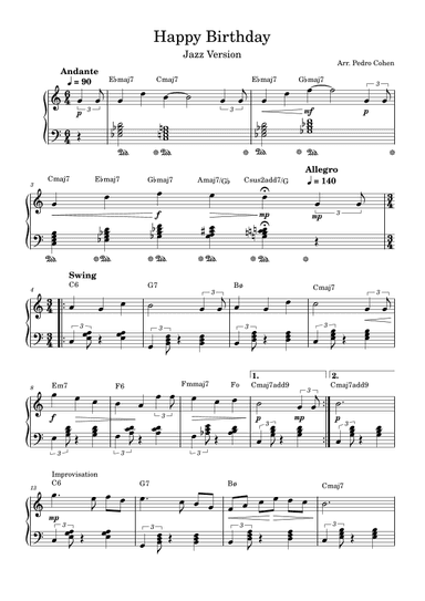 Happy Birthday - Jazz Version (arr. Pedro Cohen)