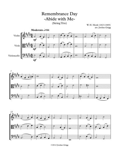 Remembrance Day 'Abide with Me' (String Trio) (arr. Jordan Grigg)