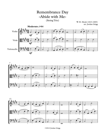 Remembrance Day 'Abide with Me' (String Trio) (arr. Jordan Grigg)