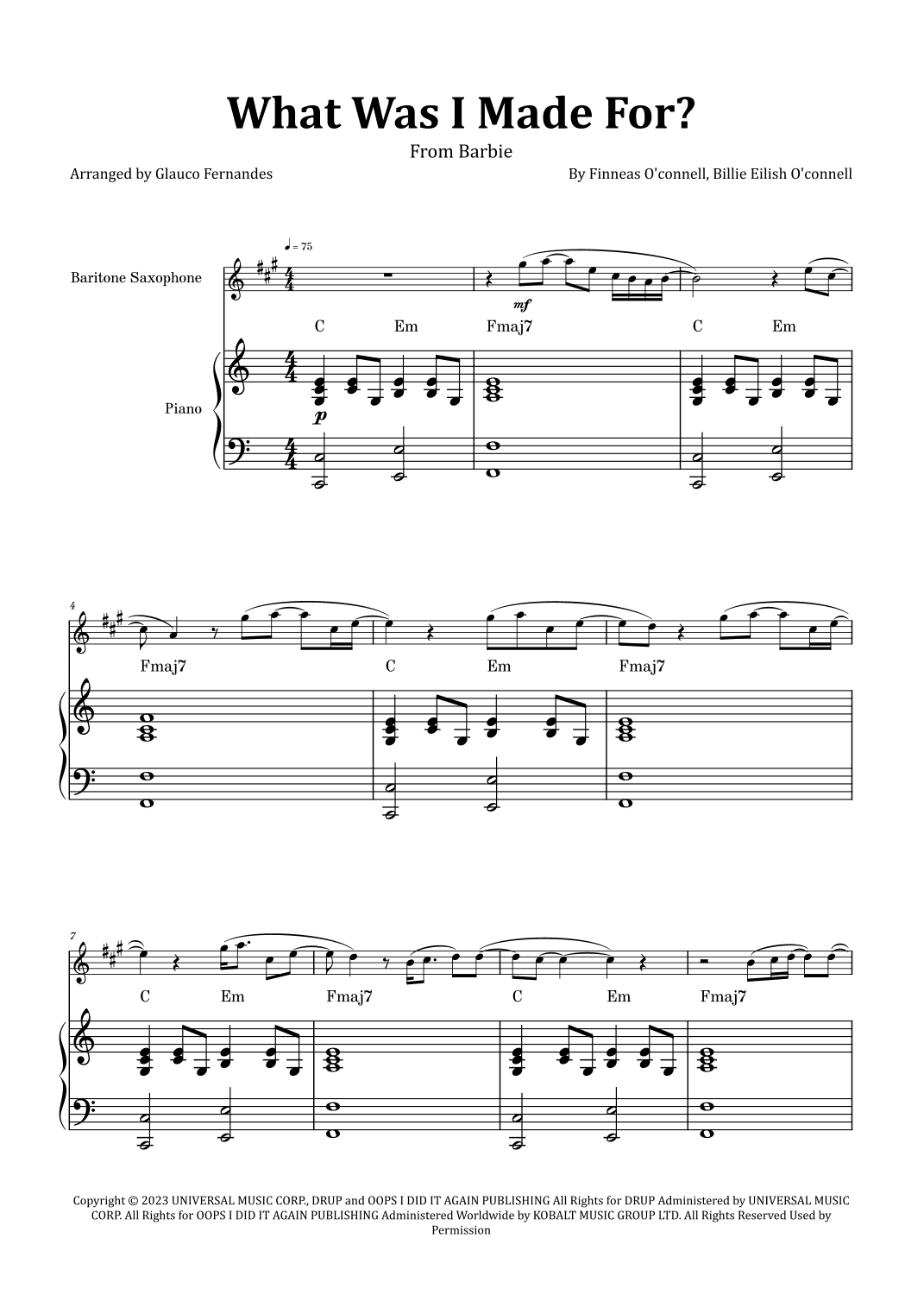 What Was I Made For? (arr. Glauco Fernandes)