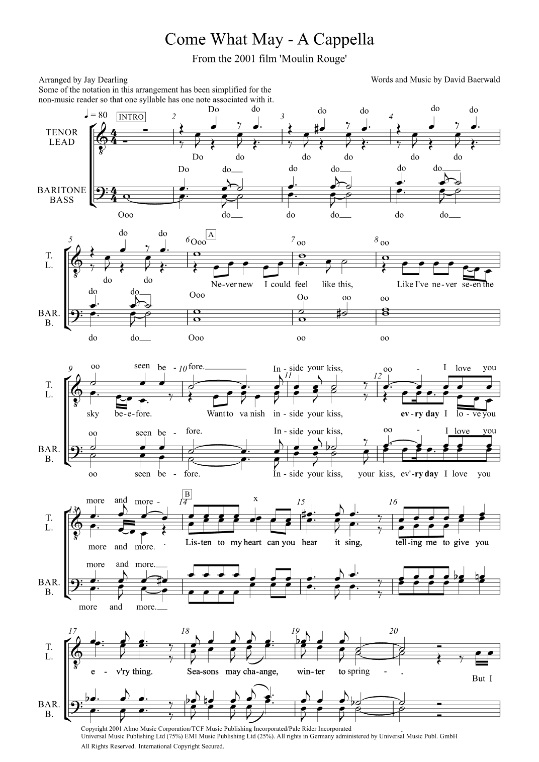 Come What May (arr. Jay Dearling)